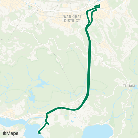 Green Minibus Services Causeway Bay (Cannon St) - Shum Wan Rd Public Transport Terminus (Circular) (Overnight Service) map