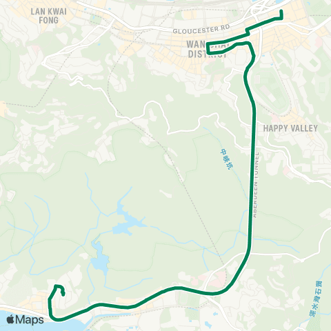 Green Minibus Services Aberdeen (Shek Pai Wan) - Causeway Bay (Cannon St) map