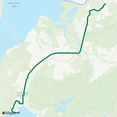 Green Minibus Services Lok Ma Chau (San Tin) Public Transport Interchange - Tuen Mun Ferry Pier map