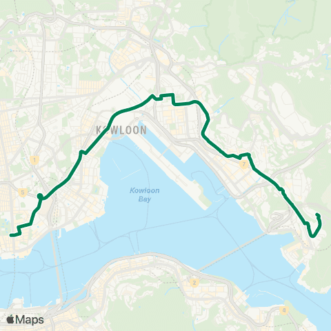 Green Minibus Services Lam Tin (Kwong Tin Estate) - Tsim Sha Tsui map