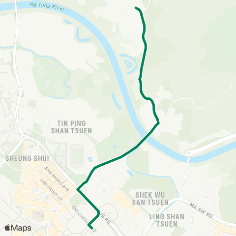Green Minibus Services Wa Shan Tsuen - Sheung Shui map