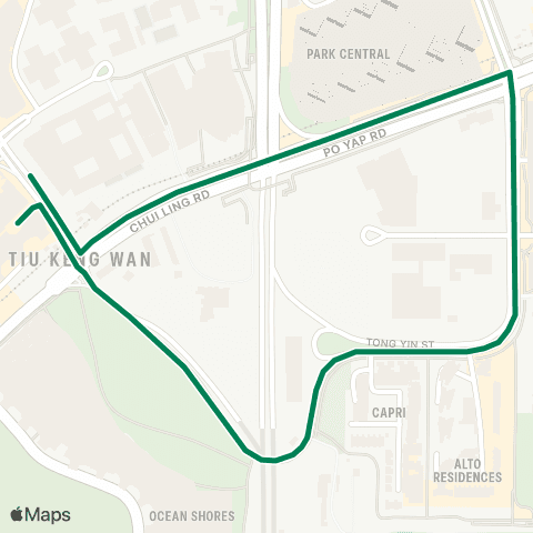 Green Minibus Services Tiu Keng Leng Sta Pubic Transport Interchange - Alto Residences (Circular) map