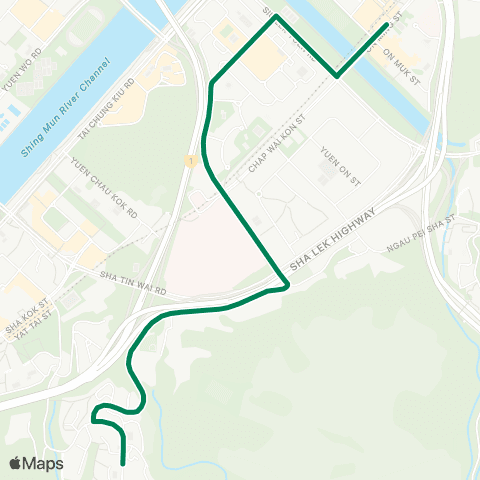 Green Minibus Services Shui Chuen O - Shek Mun Station map