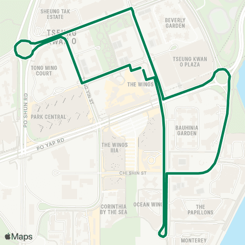 Green Minibus Services Tseung Kwan O Sta - Ocean Wings (Circular) map