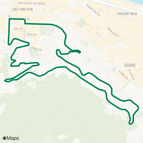 Green Minibus Services Western District (First St) - Conduit Rd (Circular) (Short Working Service Departure) map