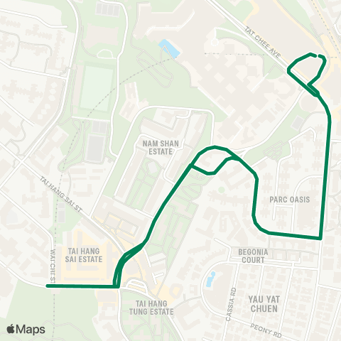 Green Minibus Services Yau Yat Tsuen - Shek Kip Mei Sta (Circular) (Short Working Service) map