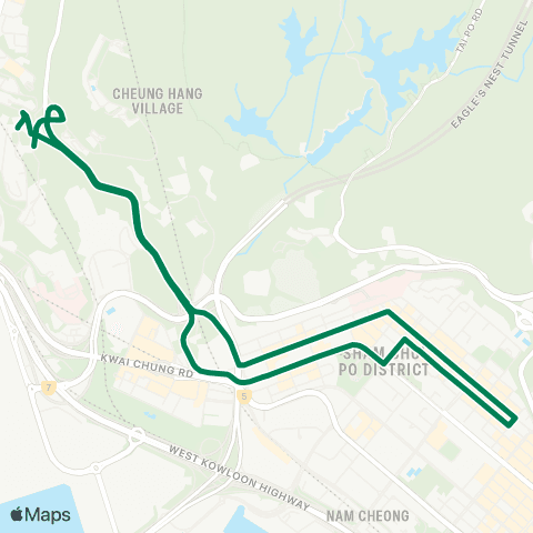 Green Minibus Services Kwai Chung (Lai Kong St) - Sham Shui Po (Un Chau St) (Circular) map