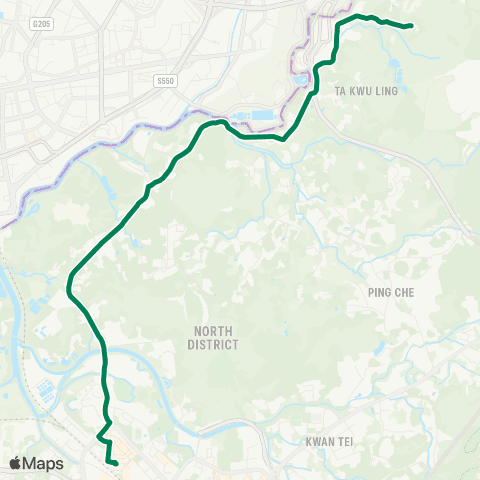 Green Minibus Services Sheung Shui Sta - Heung Yuen Wai (Additional Departure) map