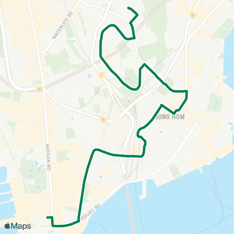 Green Minibus Services Tsim Sha Tsui (Hankow Rd) - Ho Man Tin (Sheung Foo St) map