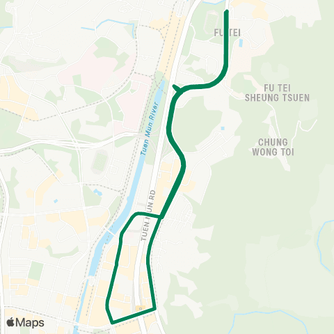 Green Minibus Services Fu Tai Estate - Tuen Mun Town Ctr (Circular) (Short-Working Route) map