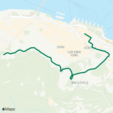 Green Minibus Services Central (Hong Kong Sta Public Transport Interchange) - Conduit Rd map