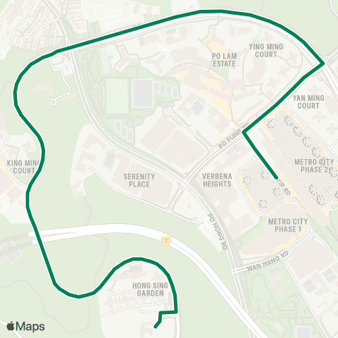 Green Minibus Services Po Lam Station - Hong Sing map