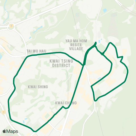 Green Minibus Services Shek Lei - Kwai Shing (Circular) map