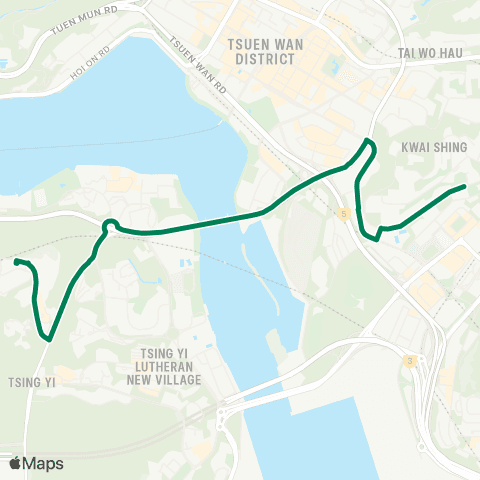 Green Minibus Services Cheung Wang - Kwai Shing Circuit (Supplementary Service) map