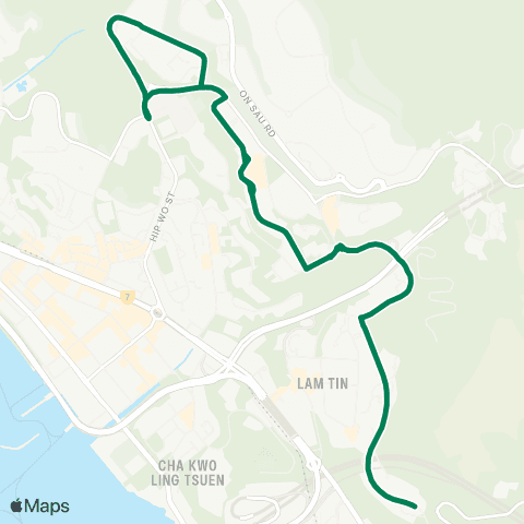 Green Minibus Services Kwong Tin - United Christian Hosp (Circular) map