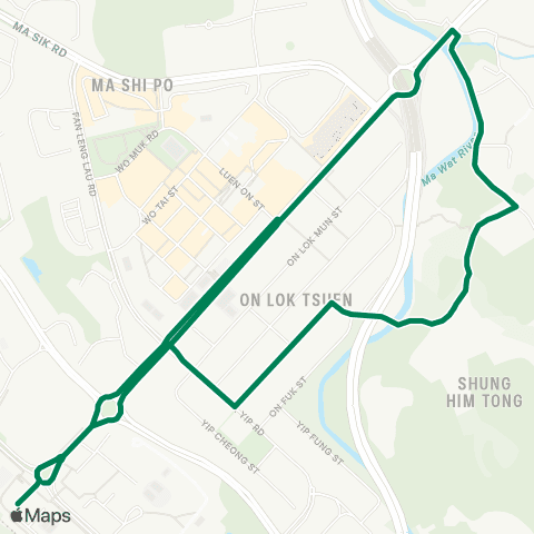 Green Minibus Services Fanling Sta - Lung Yeuk Tau (Circular) map