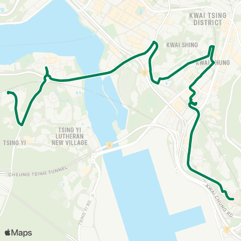 Green Minibus Services Cheung Fat - Princess Margaret Hosp (Short Working Service) map