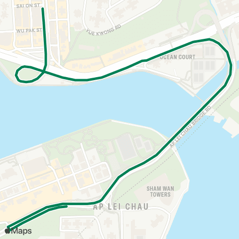 Green Minibus Services Ap Lei Chau (Wai Fung St) - Aberdeen (Sai On St) map