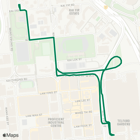Green Minibus Services Richland Gardens - Kowloon Bay Sta (Circular) map