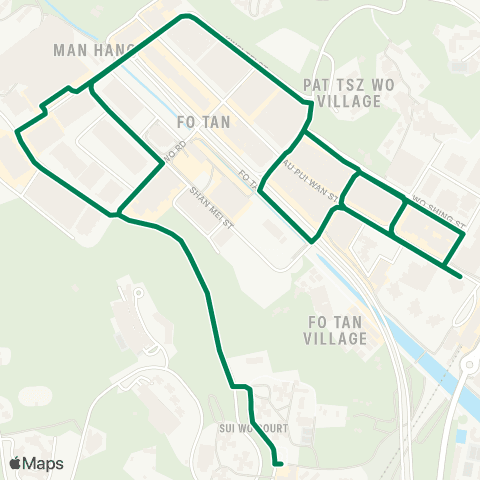 Green Minibus Services Sui Wo Court - Fo Tan Sta (Circular) (Supplementary Service Route) map