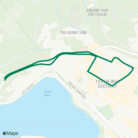 Green Minibus Services Yau Kom Tau Village - Tsuen Wan Sta (Circular) map