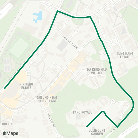 Green Minibus Services Julimount Garden - Hin Keng Sta (Supplementary Service) map