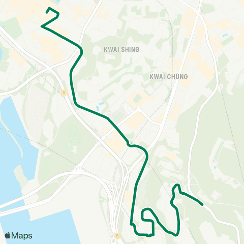 Green Minibus Services Wah Yuen Chuen - Tsuen Wan (Ham Tin St) map