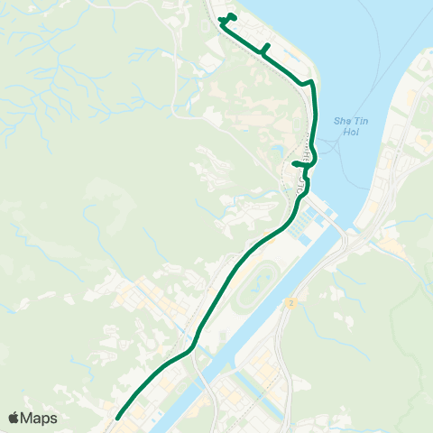 Green Minibus Services Pak Shek Kok (Providence Bay) - Sha Tin (Pai Tau St)(via Univ Sta) (Supplementary Service) map