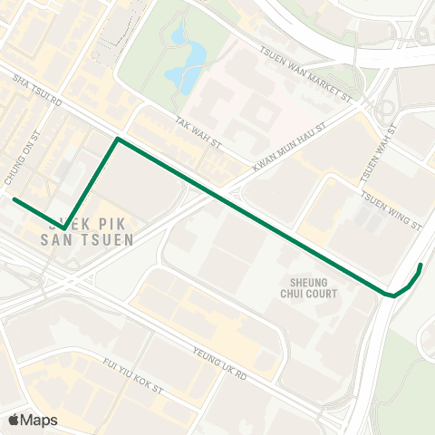 Green Minibus Services Tsuen Wan (Ho Pui St) - Shek Tau St map