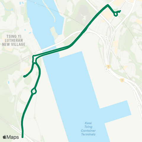 Green Minibus Services Kwai Fong Sta - Hong Kong United Dockyard (Omit Cheung Ching) map