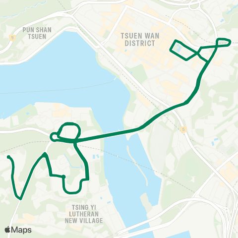 Green Minibus Services Tsing Yi (Cheung Hang) - Tsuen Wan (Tsuen Wan Market St) (Circular) map