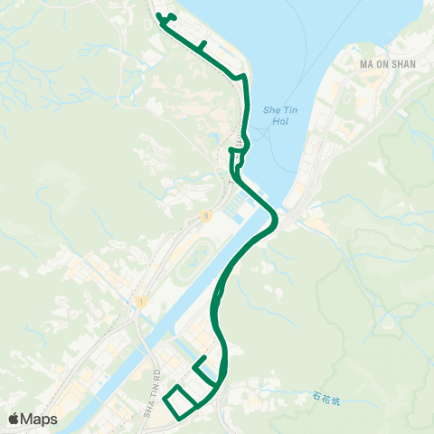 Green Minibus Services Pak Shek Kok - Shek Mun (Circular) (Short Working Service) map
