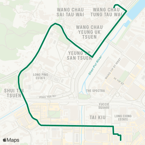 Green Minibus Services Yuen Long (Fook Hong St) - Tung Tau Wai map