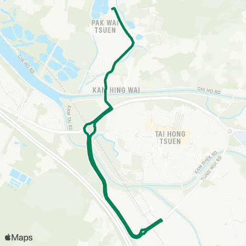 Green Minibus Services Pak Wai Tsuen - Kam Sheung Rd Sta (Circular) map