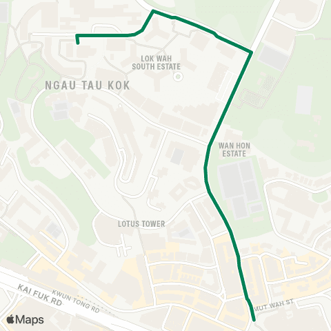 Green Minibus Services Lok Wah Estate - Yue Man Square Public Transport Interchange map