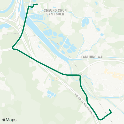 Green Minibus Services Pk Yoho Transport Interchange - Kam Sheung Rd Sta Public Transport Interchange map