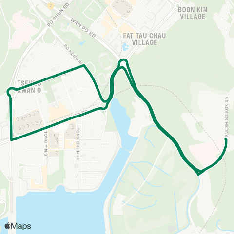 Green Minibus Services Pak Shing Kok - Tseung Kwan O Sta (Circular) map