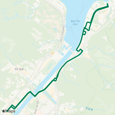 Green Minibus Services Sha Tin Central - Ma On Shan (Villa Athena) (Circular) map