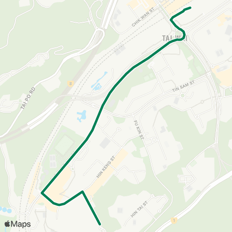 Green Minibus Services Tai Wai Sta Public Transport Interchange - Hin Keng (Supplementary Service) map