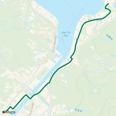 Green Minibus Services White Head - Sha Tin Central (Supplementary Service) map