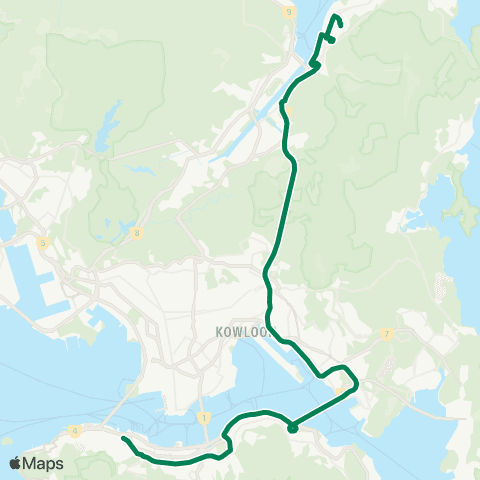 Kowloon Motor Bus Yiu On - Sheung Wan map