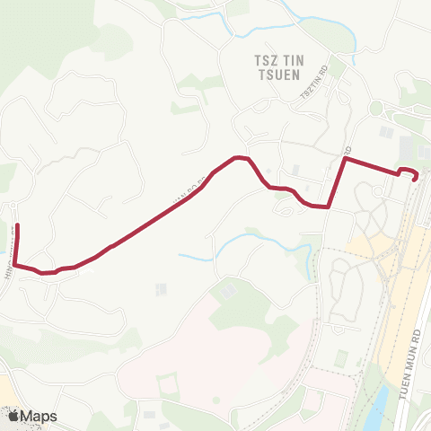 MTR Bus Wo Tin Estate to Siu Hong Station map
