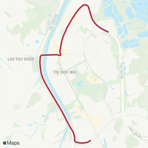 MTR Bus Wetland Pk Rd (Near Tin Kwai Rd) to Tin Shing Court / Mtr Tin Shui Wai Sta map