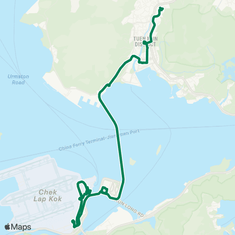 Kowloon Motor Bus Tuen Mun (Fu Tai Estate) - Airport (Ground TC) map