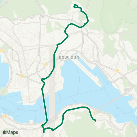 Kowloon Motor Bus Tsz Wan Shan (Central) - Quarry Bay (Yau Man St) map