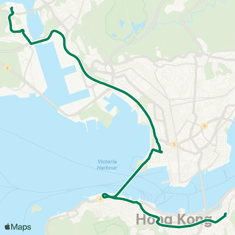 Kowloon Motor Bus Tsing Yi (Cheung On Estate) - Causeway Bay (Tin Hau) map