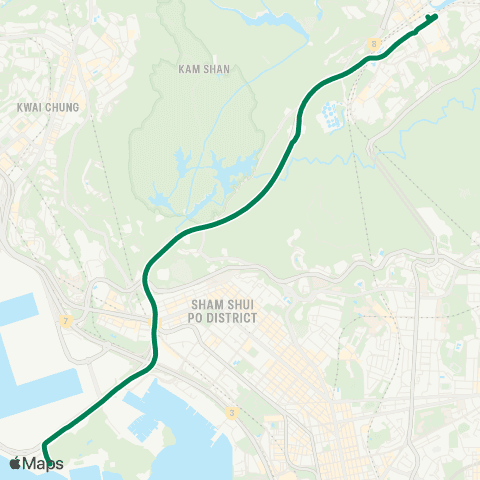Kowloon Motor Bus Tai Wai Sta - Ngong Shuen Chau Barracks map