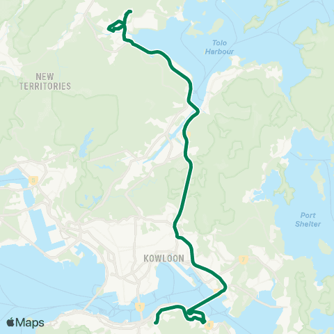 Kowloon Motor Bus Tai Po (Ting Tai Rd) - Causeway Bay (Tin Hau) map