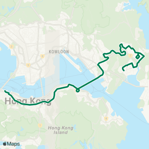 Kowloon Motor Bus Tiu Keng Leng - Central (Macao Ferry) map