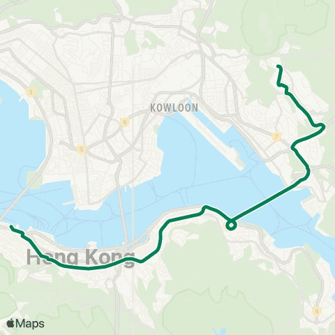 Kowloon Motor Bus Shun Lee - Central (Macao Ferry) map